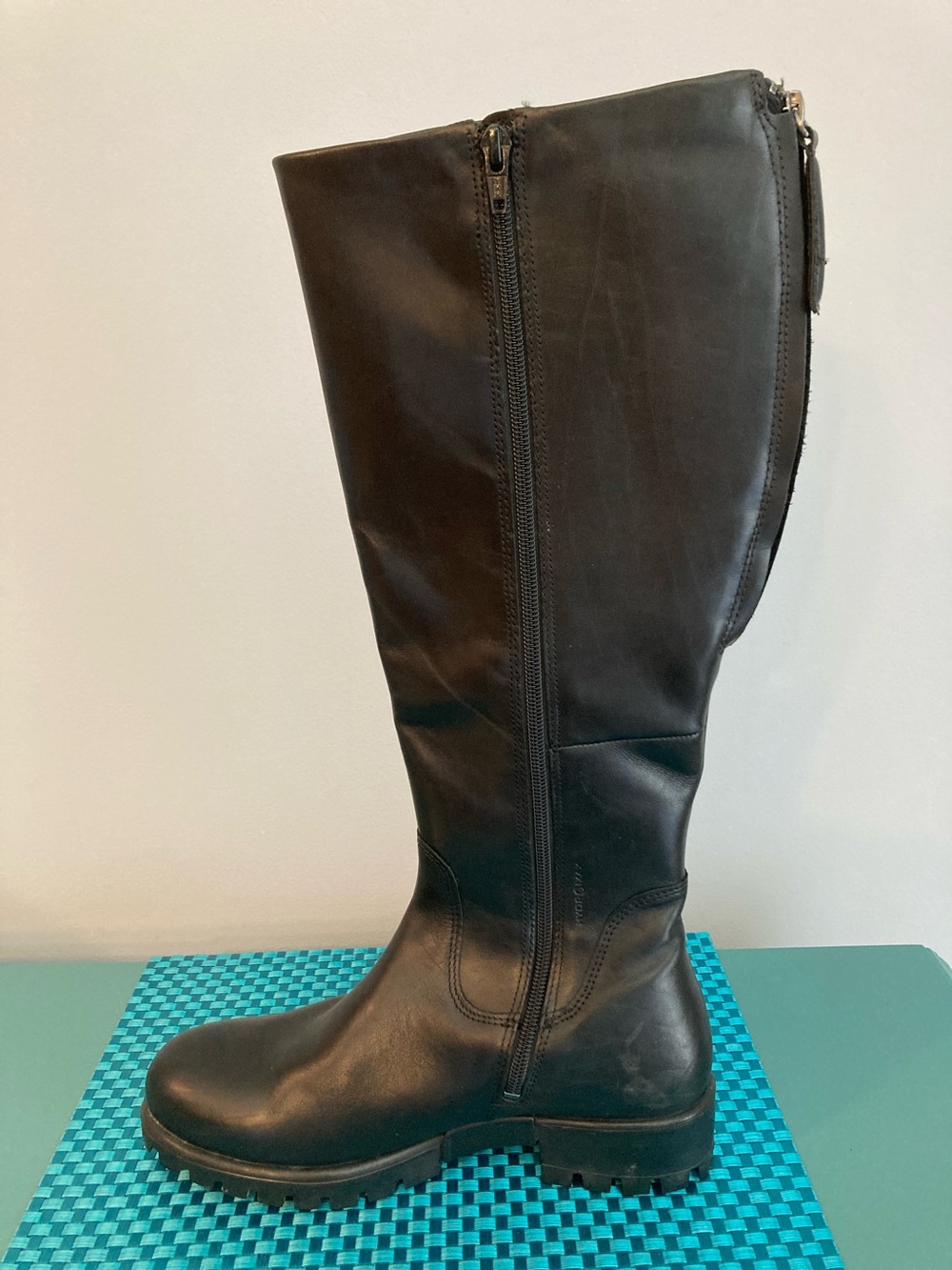 ECCO Women's Modtray Hydromax-Water Resistant Knee High Boot, Black, 7-7.5